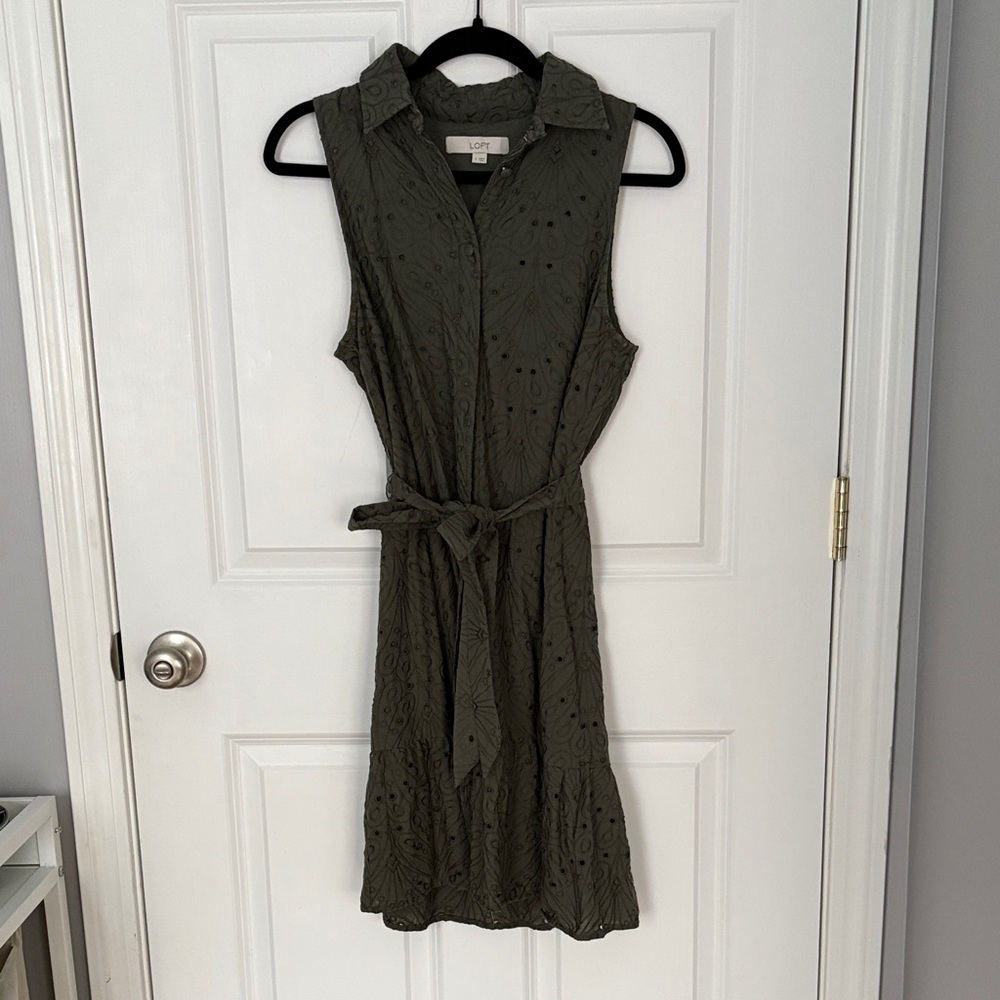 LOFT Dark Olive Midi Dress